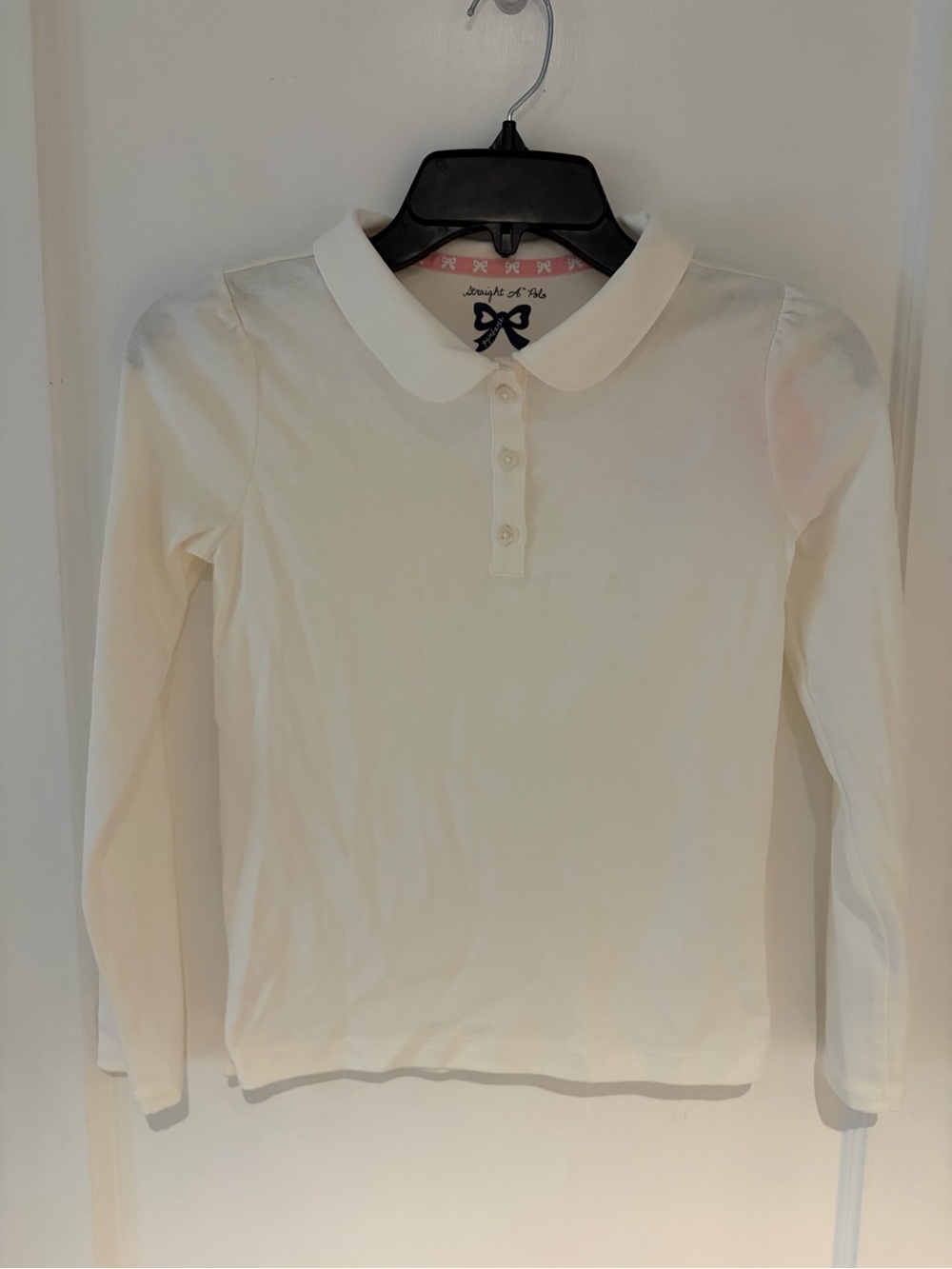 NWT Girls Size 10 Gymboree Cream Straight A Long Sleeve Polo